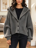 Retro Hooded Knit Art Casual Stylish Long Sleeve Cardigan Sweater