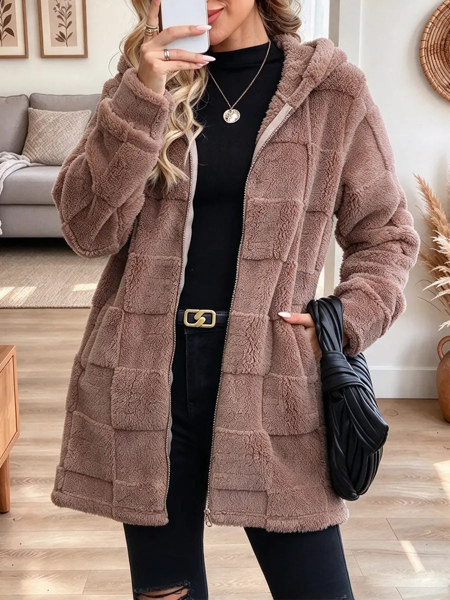 Retro Chic Hooded Fleece Art Casual Stylish Long Sleeve Cardigan Coat