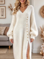 Vintage Chic V Collar Art Casual Stylish Long Sleeve Maxi Dress