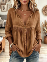 Vintage Elegant Button Cotton Linen Shirt