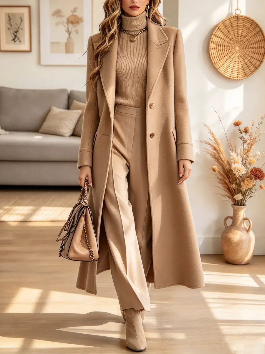 Retro Elegant Solid Color Lapel Art Casual Stylish Long Sleeve Coat