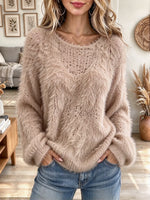 Women's Fuzzy Crew Neck Sweater