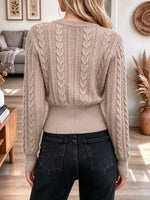 Retro Cozy Round Collar Art Casual Stylish Zip Long Sleeve Sweater