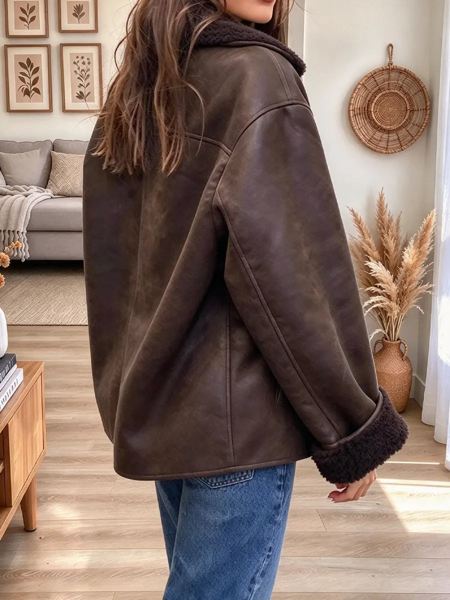 Retro Chic Cozy Lapel Fleece Art Casual Stylish Long Sleeve Coat