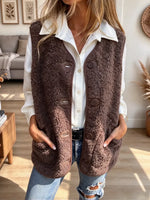 Retro Fuzzy Sherpa Art Casual Stylish Sleeveless Vest Coat