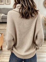 Women's Cowl Neck Waffle Knit Long Sleeve Sweater