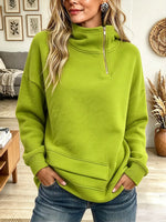Vintage Elegant Irregular Patchwork Contrasting Metal Zipper Sweatshirt