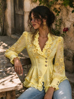 Women's Floral Print Ruffled Peplum Blouse