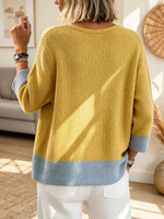 Retro Elegant Knit Color Block Art Casual Stylish Long Sleeve Cardigan Sweater