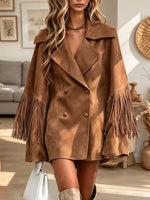Retro Elegant Western Fringe Lapel Art Casual Stylish Long Sleeve Coat