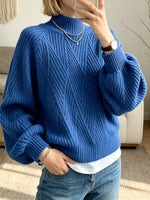 Retro Solid Color Elegant Knit Art Casual Stylish Long Sleeve Sweater