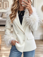 Retro Feather Lapel Art Casual Stylish Blazer Long Sleeve Coat