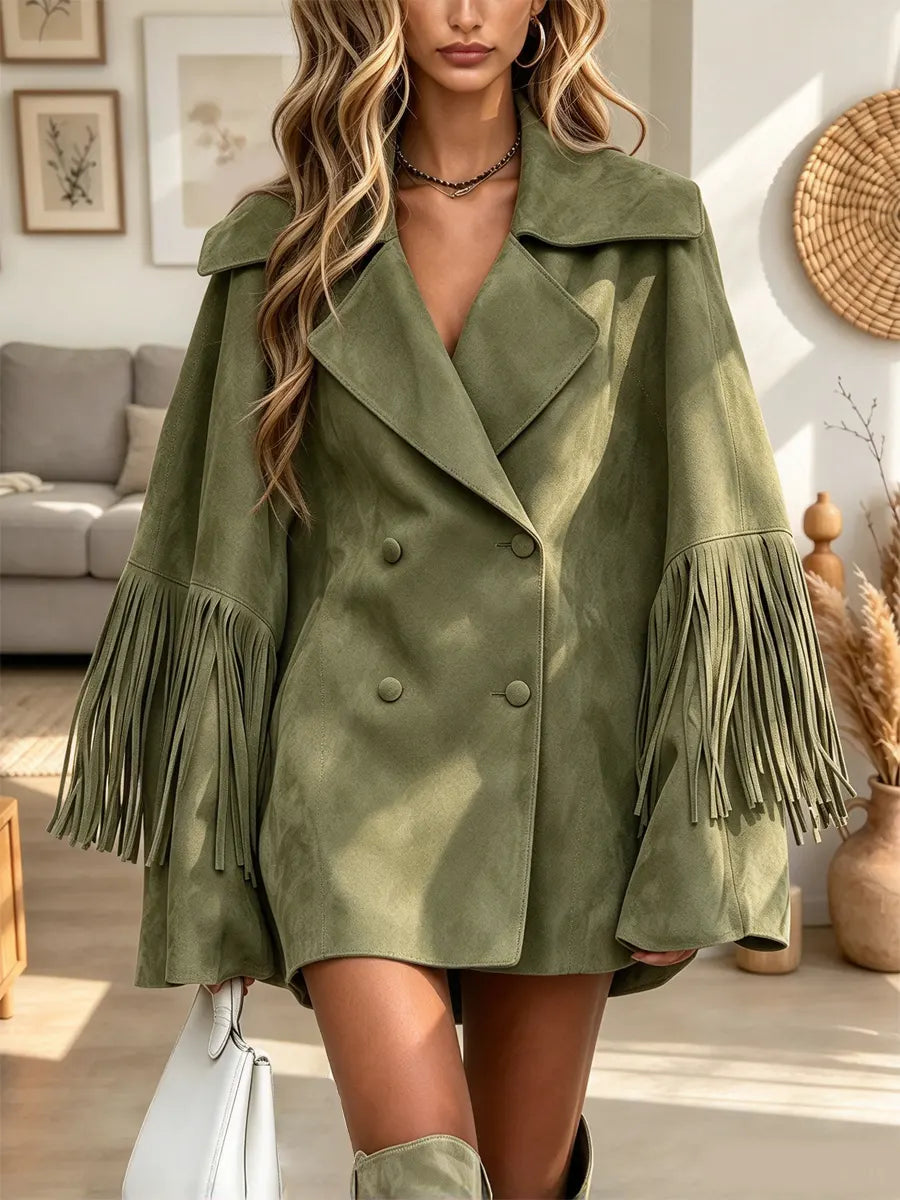 Retro Elegant Western Fringe Lapel Art Casual Stylish Long Sleeve Coat