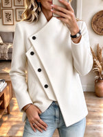 Women's Asymmetrical Diagonal Button Blend Coat