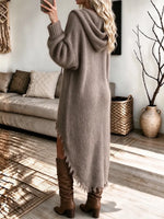 Women's Hooded Fuzzy Knit Sweater Dress