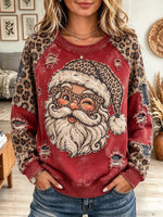 Women's Leopard Santa Print Sweatshirt