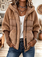 Women's Brown Faux Fur and Puffer Hooded Jacket