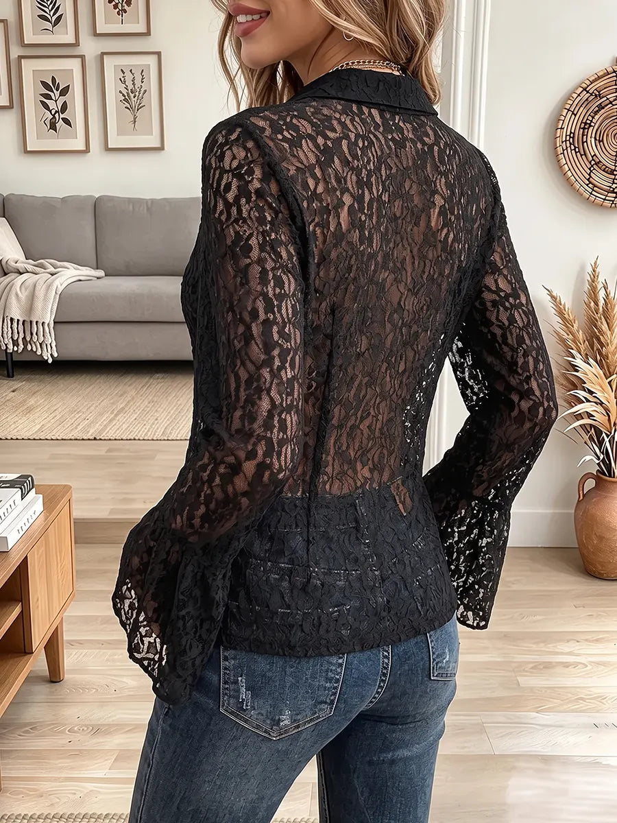 Vintage Elegant Patchwork Lace Shirt
