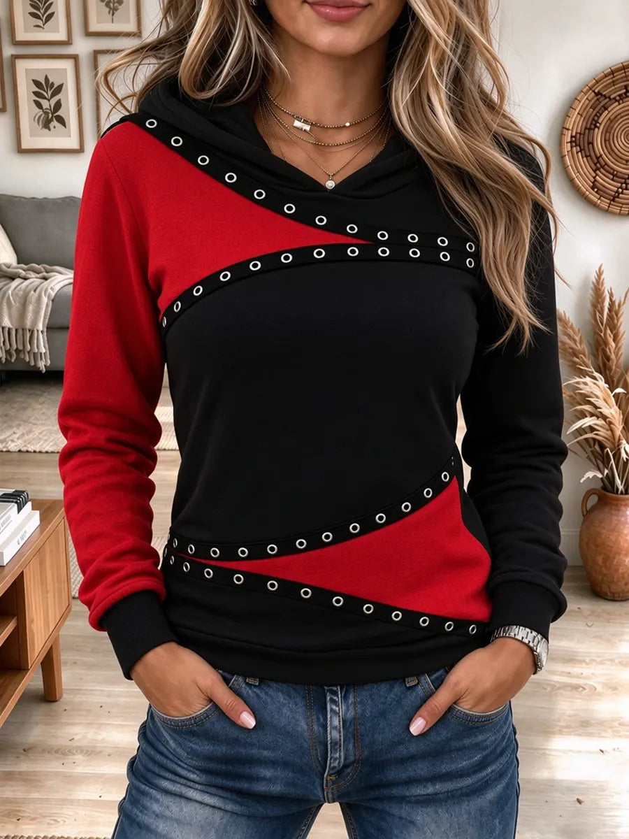 Women's Color Block Hooded Sweatshirt