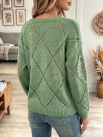 Vintage Elegant Openwork Sequined Knit Sweater