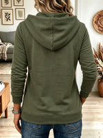 Women's Olive Green Utility Fleece Hoodie Sweatshirt with Chest Pockets