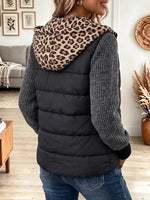 Vintage Elegant Leopard Print Patchwork Quilted Winter Jacket