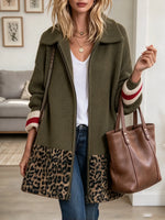 Women's Leopard Hem Zip-Up Knit Cardigan