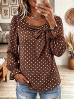 Women's Polka Dot Bow Tie Blouse