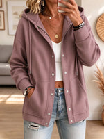 Retro Waffle Hooded Art Casual Stylish Pockets Long Sleeve Coat