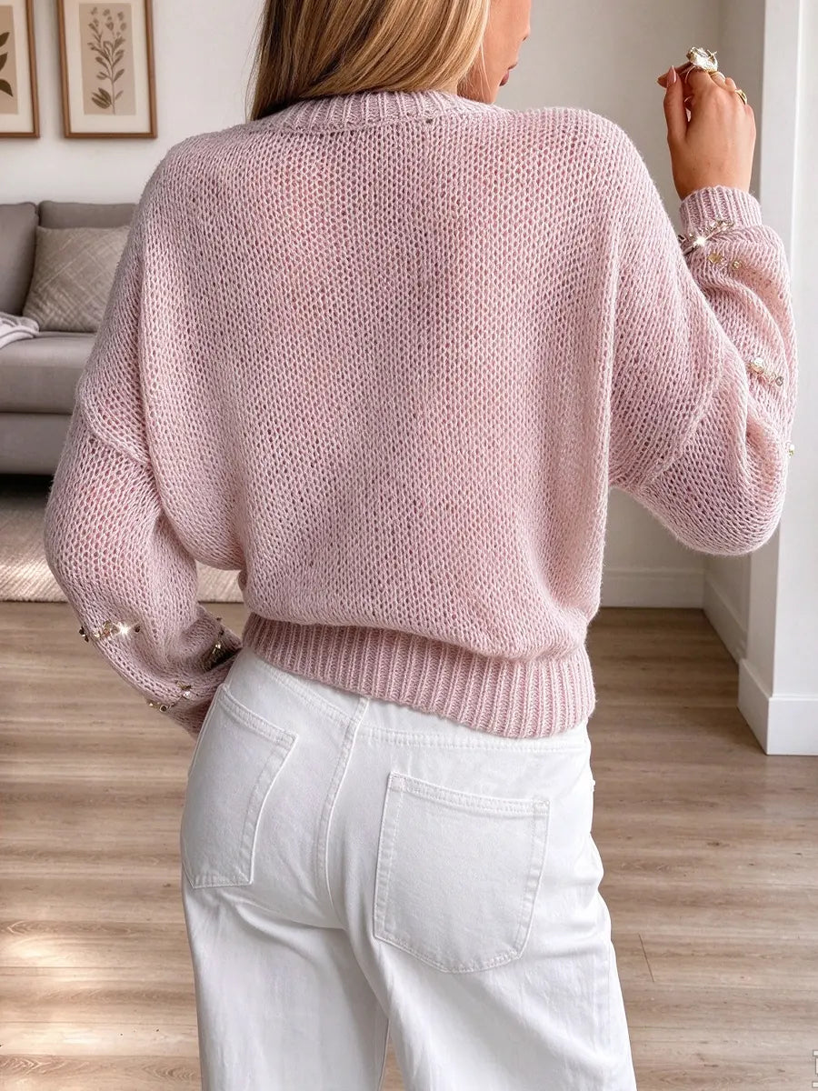 Retro Cozy Round Collar Art Casual Stylish Long Sleeve Sweater