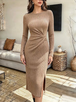 Vintage Elegant Knitted Crossover Dress
