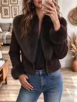 Women's Faux Fur Trim Short Jacket