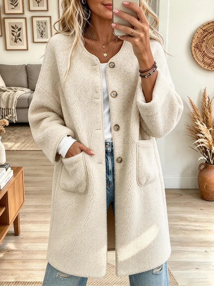 Women's Long Fleece Cardigan Coat