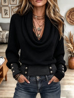 Women's Button-Cuff Cowl Neck Sweater