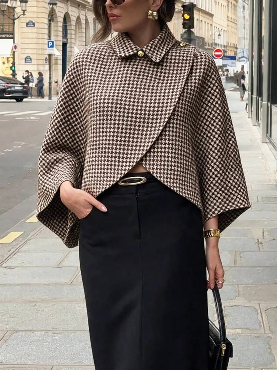 Retro Plaid Pattern Classic Art Casual Lapel Stylish Long Sleeve Coat