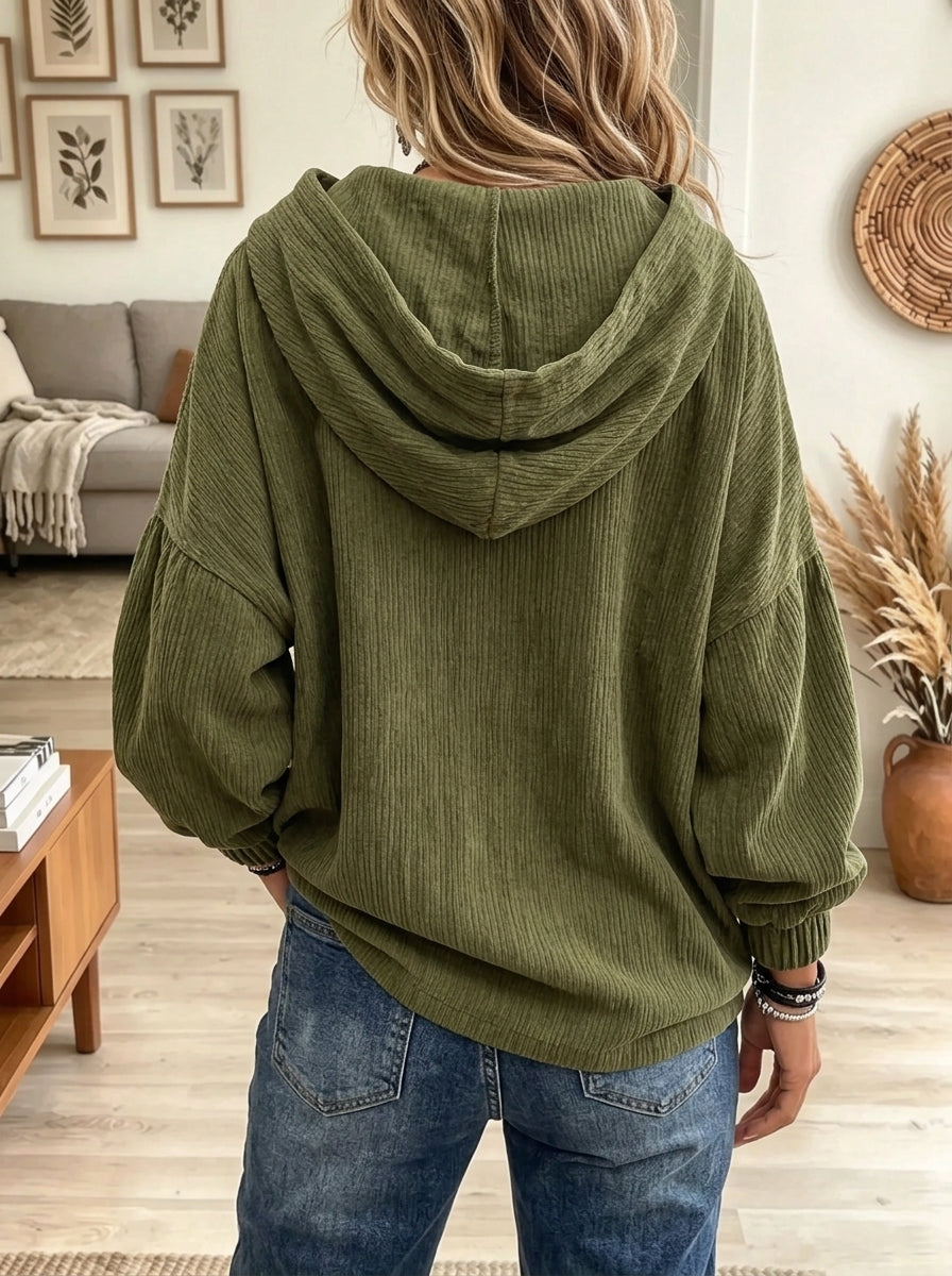 Women's Asymmetric Button Wrap Collar Corduroy Jacket