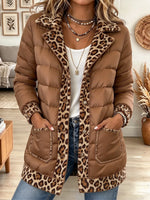 Women's Leopard Trim Puffer Jacket