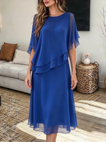 Vintage Elegant Chiffon Irregular Ruffles Dress