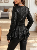 Vintage Elegant Sparkling Ruffles Shirt