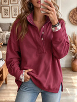 Women's Half Button Stand Collar Sweatshirt