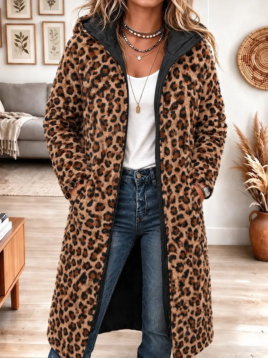 Women's Reversible long hooded cotton coat