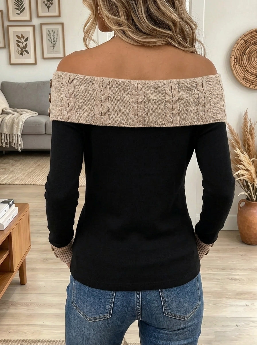 Women's Off-the-Shoulder Cable Knit Sweater
