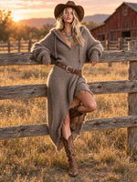 Women's Hooded Fuzzy Knit Sweater Dress