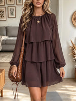 Women's Tiered Ruffle Chiffon Babydoll Mini Dress