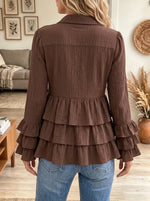 Women's Tiered Ruffle Button-Down Blouse