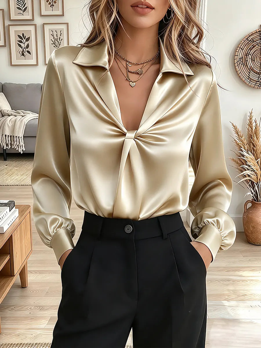 Vintage Elegant Shiny Satin Cross Shirt