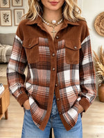 Women's Colorblock Corduroy Plaid Shirt