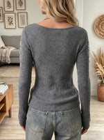Women's Beaded Floral Mesh Knit Sweater