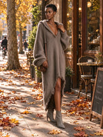 Women's Hooded Fuzzy Knit Sweater Dress