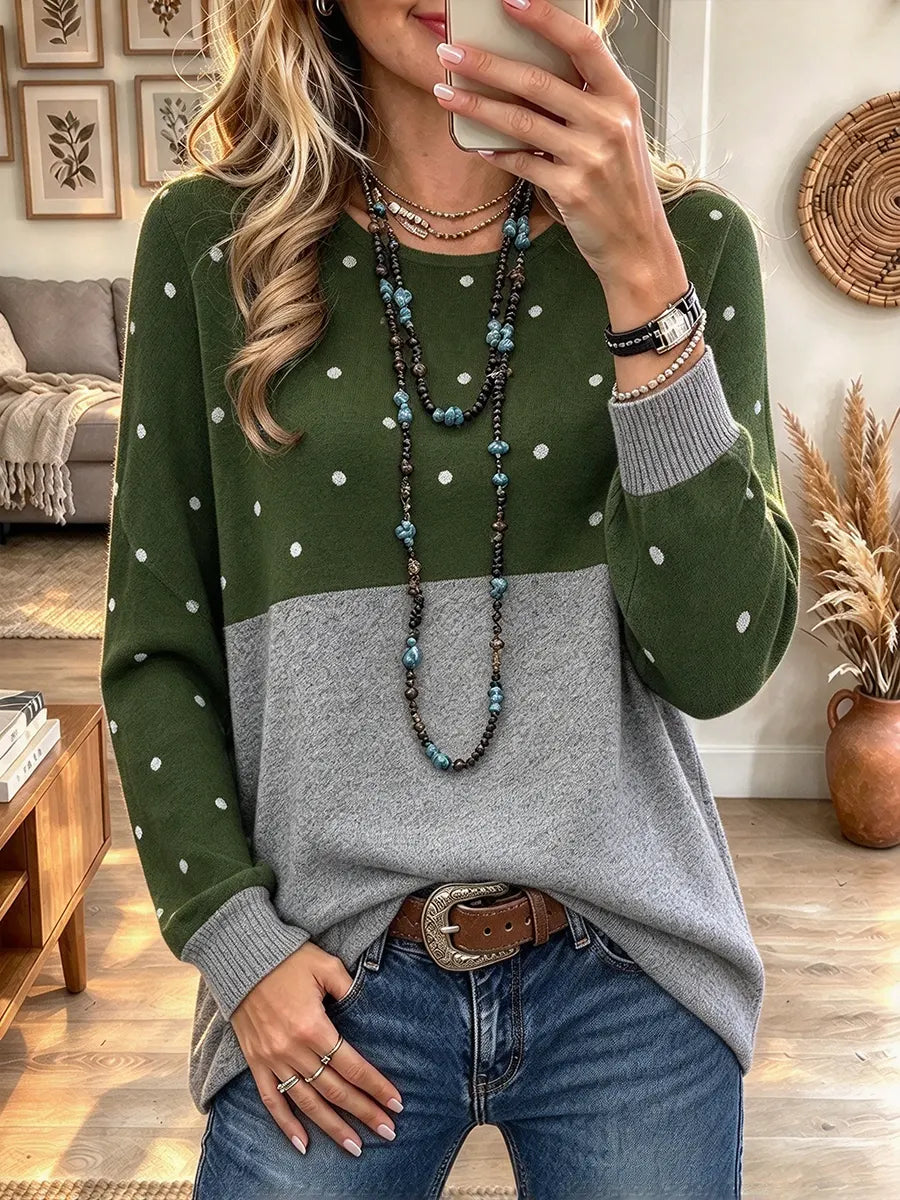 Women's Long Sleeve Crew Neck Loose Fit Pullover Top
